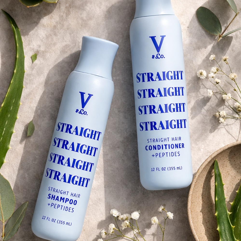 V&Co Straight Hair Shampoo & Conditioner Set Peptide Technology 12oz NEW